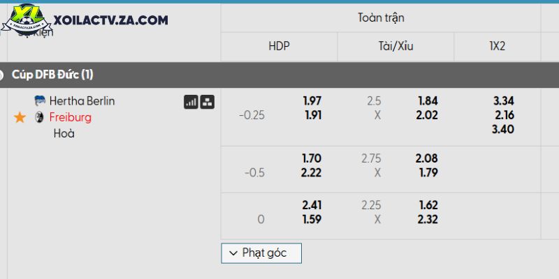 Tỷ lệ kèo Hertha Berlin vs Freiburg