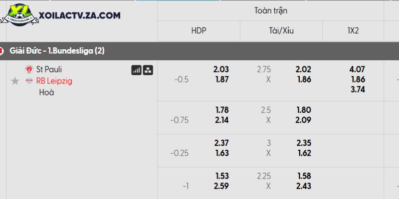 Tỷ lệ kèo St Pauli vs Leipzig