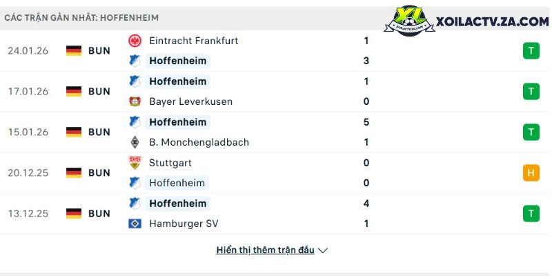 Phong độ của Hoffenheim